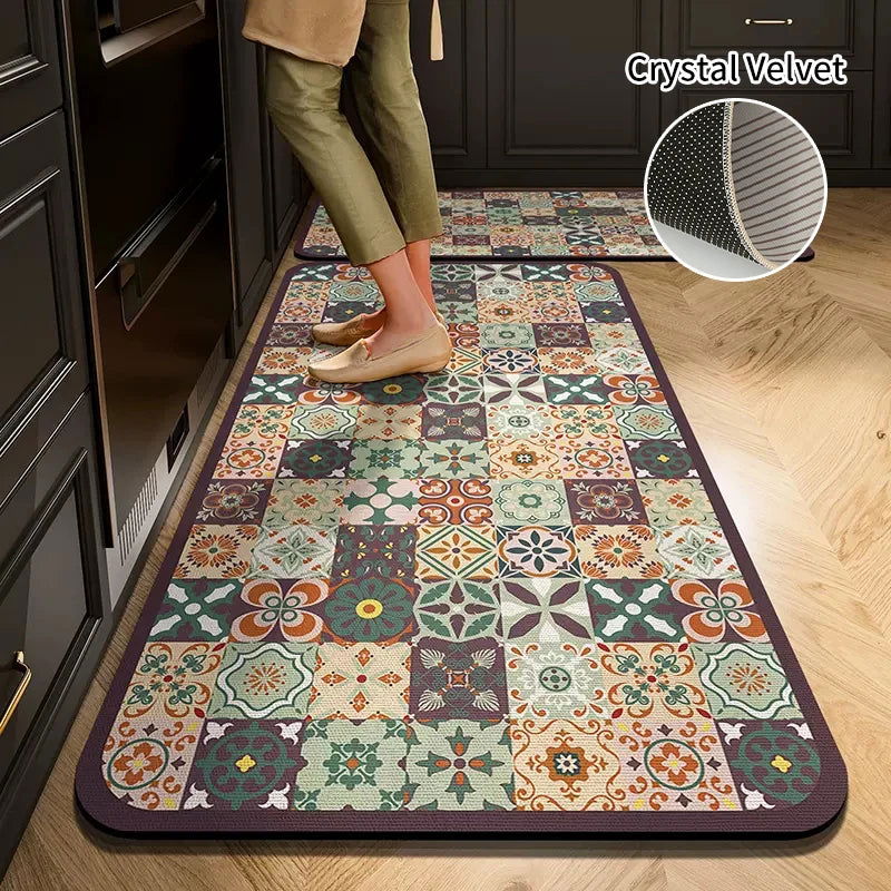 Kitchen Mat Rug Absorbent Printed Kitchen Rugs Non-slip Floor Mat Hallway Long Carpets for Living Room Bedroom Entrance Doormat - Slobuy