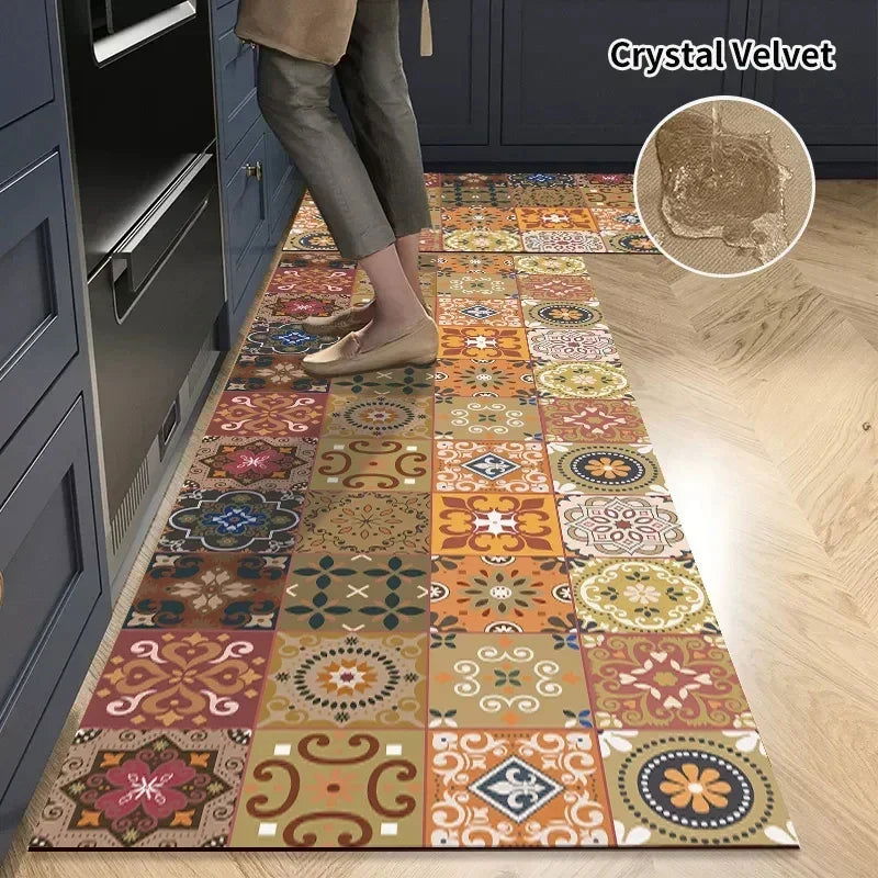 Kitchen Mat Rug Absorbent Printed Kitchen Rugs Non-slip Floor Mat Hallway Long Carpets for Living Room Bedroom Entrance Doormat - Slobuy