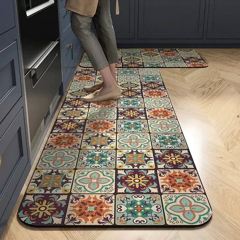 Kitchen Mat Rug Absorbent Printed Kitchen Rugs Non-slip Floor Mat Hallway Long Carpets for Living Room Bedroom Entrance Doormat - Slobuy
