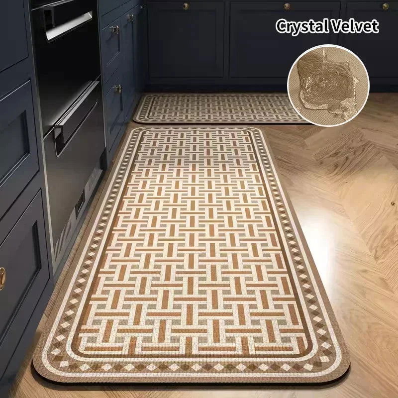 Kitchen Mat Rug Absorbent Printed Kitchen Rugs Non-slip Floor Mat Hallway Long Carpets for Living Room Bedroom Entrance Doormat - Slobuy