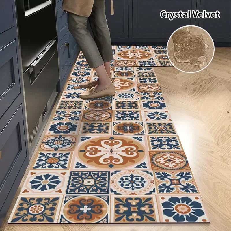 Kitchen Mat Rug Absorbent Printed Kitchen Rugs Non-slip Floor Mat Hallway Long Carpets for Living Room Bedroom Entrance Doormat - Slobuy