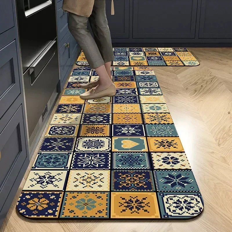 Kitchen Mat Rug Absorbent Printed Kitchen Rugs Non-slip Floor Mat Hallway Long Carpets for Living Room Bedroom Entrance Doormat - Slobuy