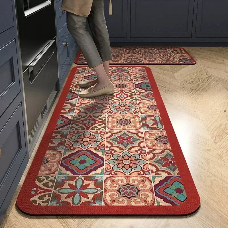 Kitchen Mat Rug Absorbent Printed Kitchen Rugs Non-slip Floor Mat Hallway Long Carpets for Living Room Bedroom Entrance Doormat - Slobuy
