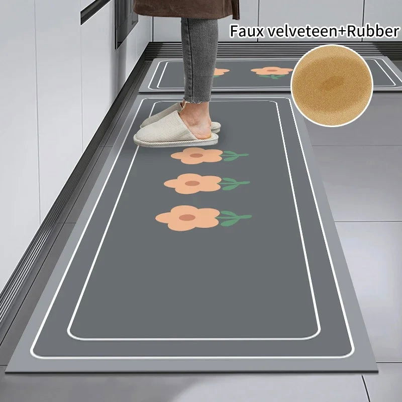 Kitchen Mat Rug Super Absorbent Floor Mats Non-slip Diatomite Kitchen Rugs Entrance Doormat Carpets for Kitchen Living Room - Slobuy