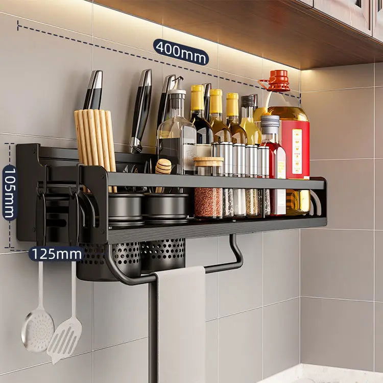 Kitchen Organizer Shelf Wall-mounted Spice Storage Rack Kitchen Knife Holder Wall Seasoning Chopstick Spoon Shovel Storage - Slobuy