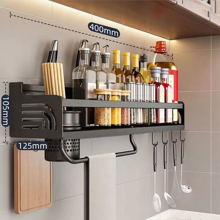 Kitchen Organizer Shelf Wall-mounted Spice Storage Rack Kitchen Knife Holder Wall Seasoning Chopstick Spoon Shovel Storage - Slobuy
