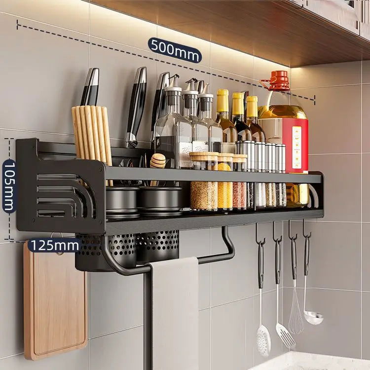 Kitchen Organizer Shelf Wall-mounted Spice Storage Rack Kitchen Knife Holder Wall Seasoning Chopstick Spoon Shovel Storage - Slobuy