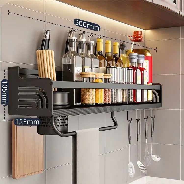 Kitchen Organizer Shelf Wall-mounted Spice Storage Rack Kitchen Knife Holder Wall Seasoning Chopstick Spoon Shovel Storage - Slobuy