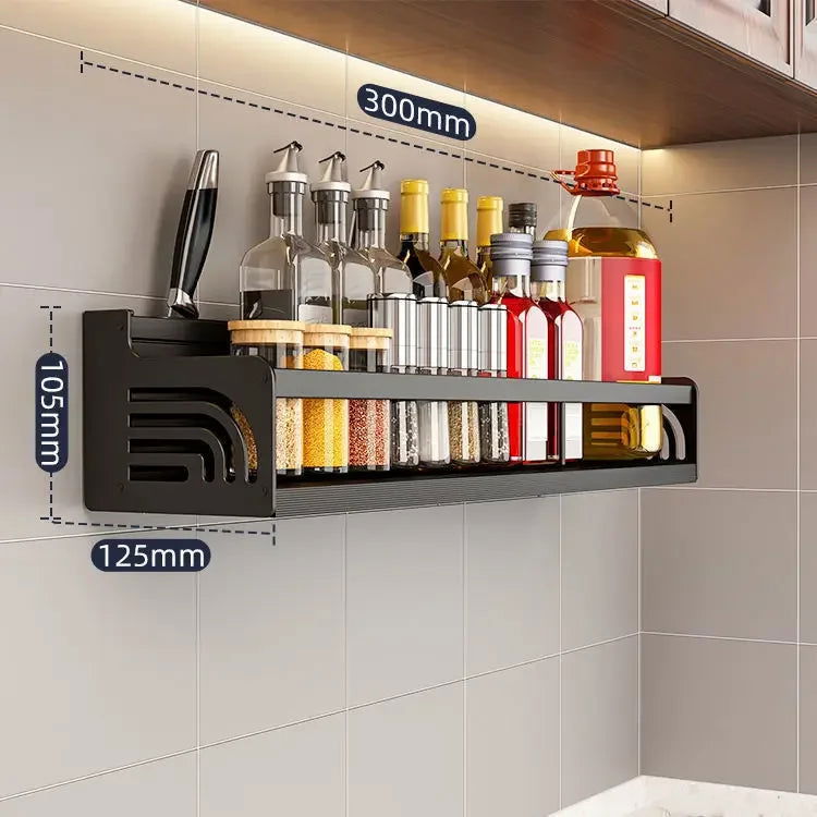 Kitchen Organizer Shelf Wall-mounted Spice Storage Rack Kitchen Knife Holder Wall Seasoning Chopstick Spoon Shovel Storage - Slobuy