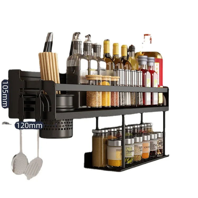 Kitchen Organizer Shelf Wall-mounted Spice Storage Rack Kitchen Knife Holder Wall Seasoning Chopstick Spoon Shovel Storage - Slobuy