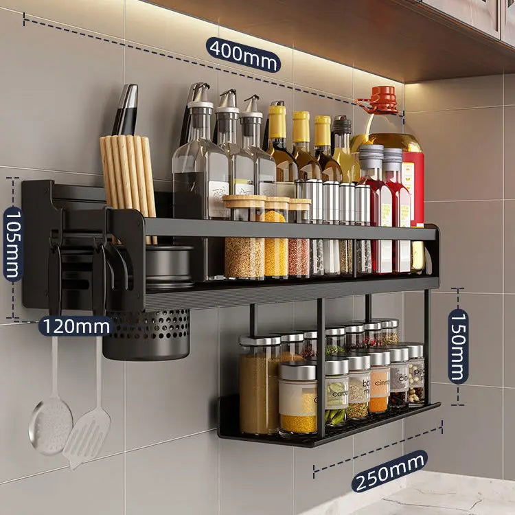 Kitchen Organizer Shelf Wall-mounted Spice Storage Rack Kitchen Knife Holder Wall Seasoning Chopstick Spoon Shovel Storage - Slobuy