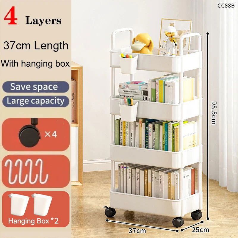 Kitchen Organizers And Storage Rack Household Cart With Wheels Multifunctional Home Accessories Mobile Rack Trolley Bookshelf - Slobuy