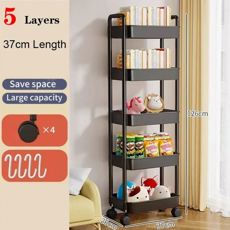 Kitchen Organizers And Storage Rack Household Cart With Wheels Multifunctional Home Accessories Mobile Rack Trolley Bookshelf - Slobuy