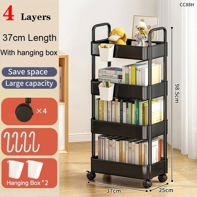 Kitchen Organizers And Storage Rack Household Cart With Wheels Multifunctional Home Accessories Mobile Rack Trolley Bookshelf - Slobuy
