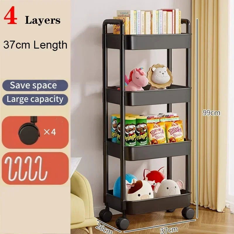 Kitchen Organizers And Storage Rack Household Cart With Wheels Multifunctional Home Accessories Mobile Rack Trolley Bookshelf - Slobuy