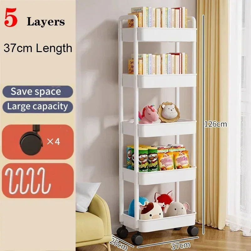 Kitchen Organizers And Storage Rack Household Cart With Wheels Multifunctional Home Accessories Mobile Rack Trolley Bookshelf - Slobuy