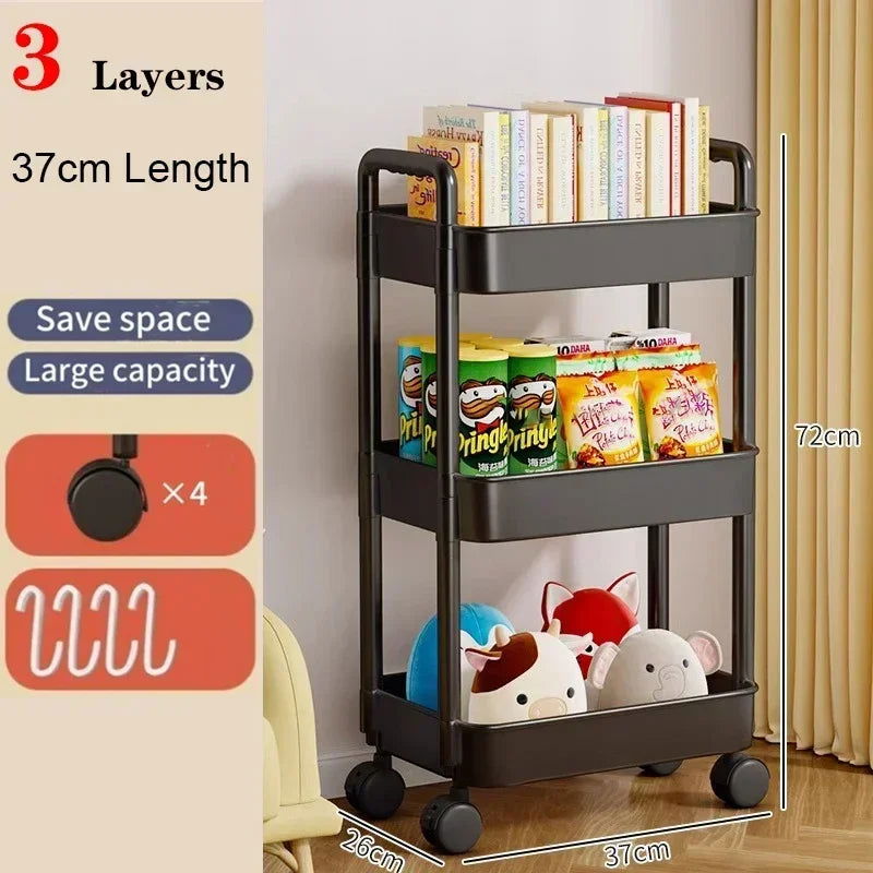 Kitchen Organizers And Storage Rack Household Cart With Wheels Multifunctional Home Accessories Mobile Rack Trolley Bookshelf - Slobuy