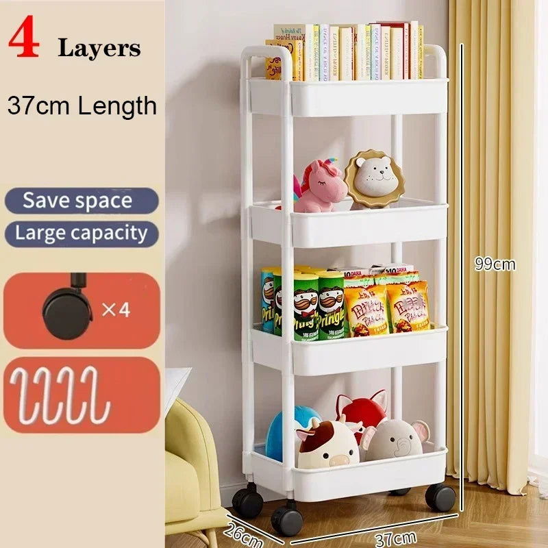 Kitchen Organizers And Storage Rack Household Cart With Wheels Multifunctional Home Accessories Mobile Rack Trolley Bookshelf - Slobuy