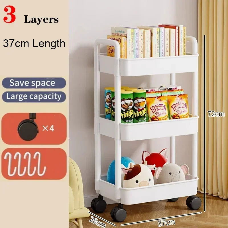 Kitchen Organizers And Storage Rack Household Cart With Wheels Multifunctional Home Accessories Mobile Rack Trolley Bookshelf - Slobuy