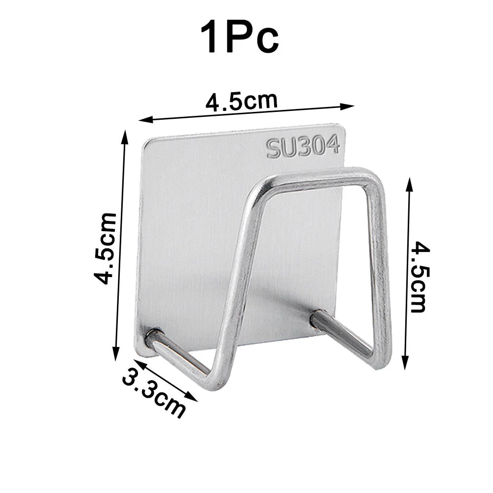 Kitchen Sponges Holder Stainless Steel Sink Shelf Adhesive Holders Drain Drying Rack Wall Hooks Accessories Storage Organizer - Slobuy