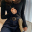 Knitted Women Sweater Button O-neck Pullovers Spring Autumn Basic Sweaters for Female Pullover Slim Solid Bold Stripes Tops - Slobuy