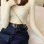 Knitted Women Sweater Button O-neck Pullovers Spring Autumn Basic Sweaters for Female Pullover Slim Solid Bold Stripes Tops - Slobuy