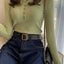 Knitted Women Sweater Button O-neck Pullovers Spring Autumn Basic Sweaters for Female Pullover Slim Solid Bold Stripes Tops - Slobuy