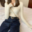 Knitted Women Sweater Button O-neck Pullovers Spring Autumn Basic Sweaters for Female Pullover Slim Solid Bold Stripes Tops - Slobuy