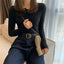 Knitted Women Sweater Button O-neck Pullovers Spring Autumn Basic Sweaters for Female Pullover Slim Solid Bold Stripes Tops - Slobuy