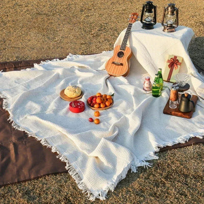 Knitting Picnic Throw Blanket Outdoor Picnic Mat Soft Sofa Blankets Towel All Inclusive Couch Slipcover Dustproof Tablecloth - Slobuy