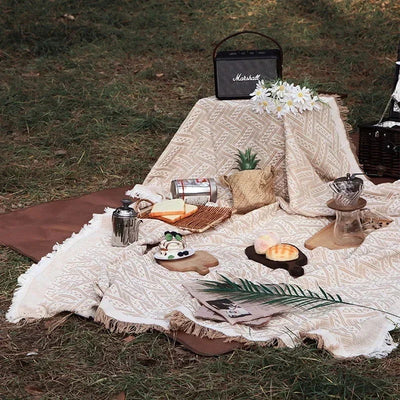 Knitting Picnic Throw Blanket Outdoor Picnic Mat Soft Sofa Blankets Towel All Inclusive Couch Slipcover Dustproof Tablecloth - Slobuy