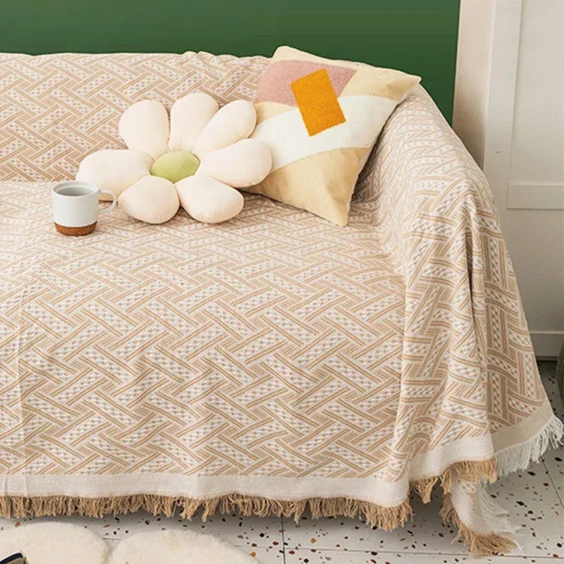 Knitting Picnic Throw Blanket Outdoor Picnic Mat Soft Sofa Blankets Towel All Inclusive Couch Slipcover Dustproof Tablecloth - Slobuy
