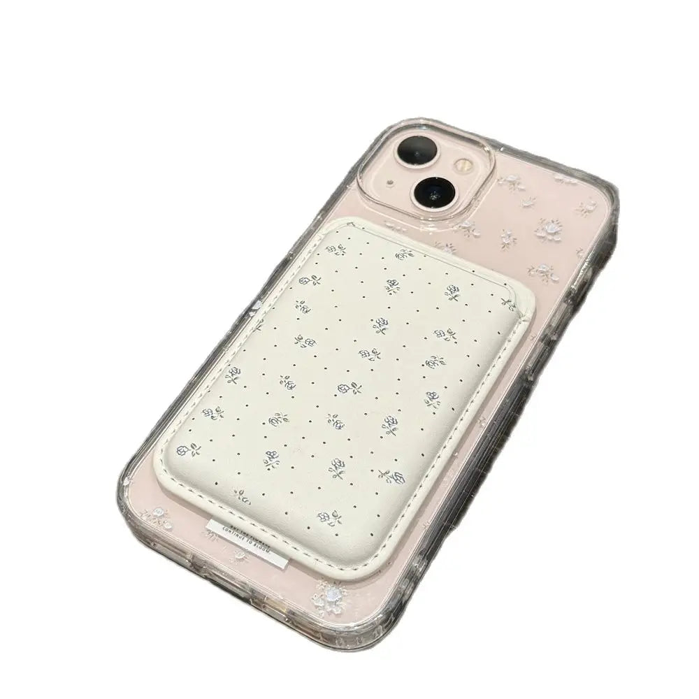 Korean Clear Floral For Magsafe Wireless Charge Phone Case For iPhone 15 14 13 12 11 Pro Max X Xr Xs Max Cases Accessories Cover - Slobuy