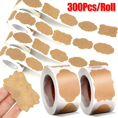 Kraft Paper Stickers Blank Labels Handmade Stationery Gift Tags Decoration Paper Spice Jar Label DIY Envelope Sealing Sticker - Slobuy