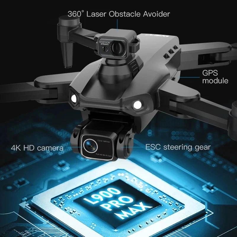 L900 Pro MAX GPS Drone 4K Professional HD Dual Camera 5G Wifi 360° Obstacle Avoidance Brushless Foldable Quadcopter RC Drone Toy - Slobuy