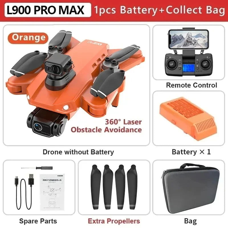 L900 Pro MAX GPS Drone 4K Professional HD Dual Camera 5G Wifi 360° Obstacle Avoidance Brushless Foldable Quadcopter RC Drone Toy - Slobuy