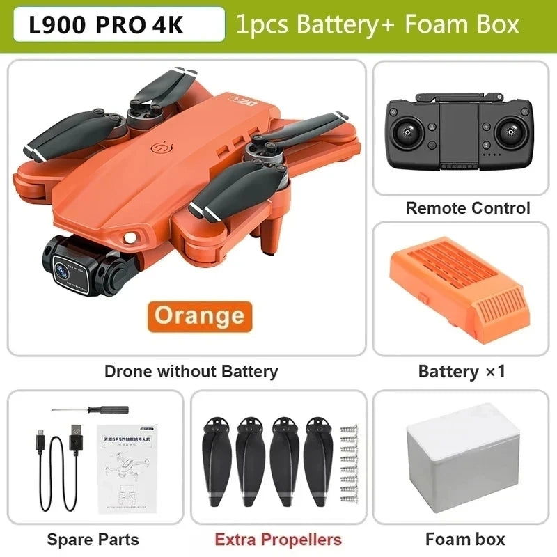 L900 Pro MAX GPS Drone 4K Professional HD Dual Camera 5G Wifi 360° Obstacle Avoidance Brushless Foldable Quadcopter RC Drone Toy - Slobuy