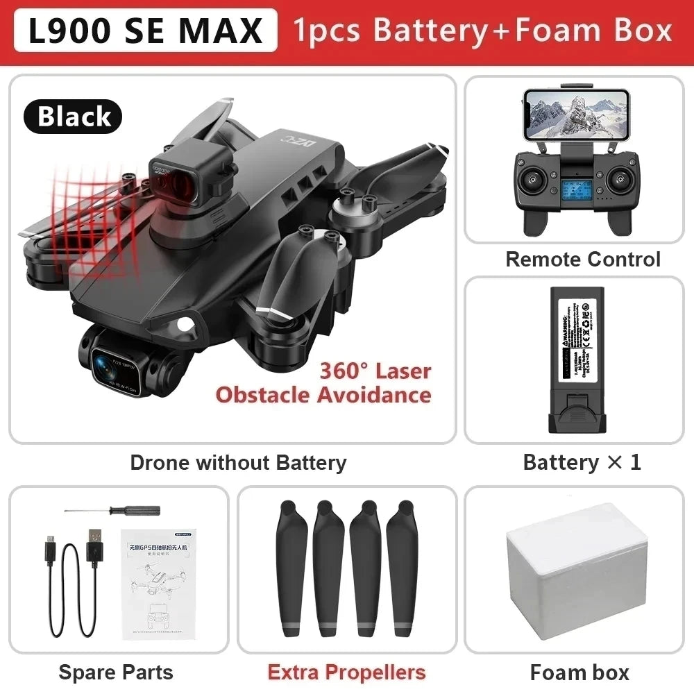 L900 Pro SE MAX GPS Drone 4K Professional Dual HD Camera 5G WIFI FPV 360° Obstacle Avoidance Brushless Motor Rc Quadcopter Dron - Slobuy