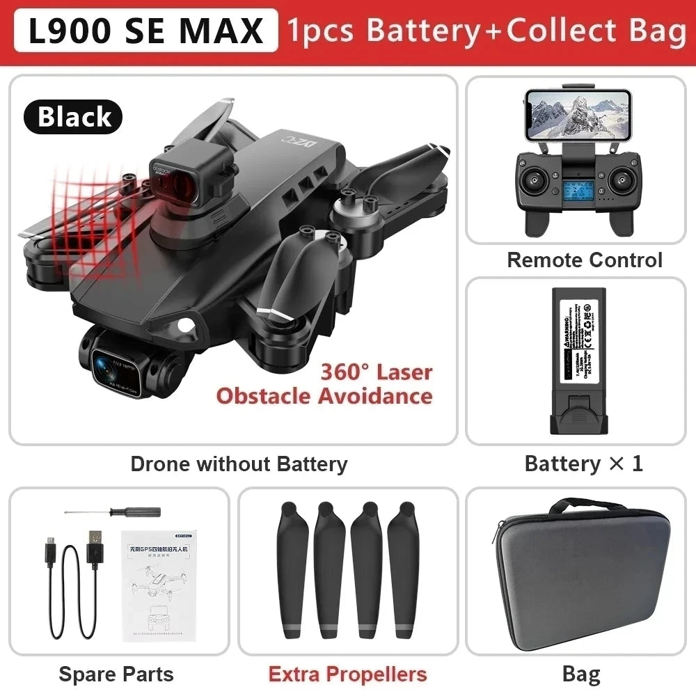 L900 Pro SE MAX GPS Drone 4K Professional Dual HD Camera 5G WIFI FPV 360° Obstacle Avoidance Brushless Motor Rc Quadcopter Dron - Slobuy