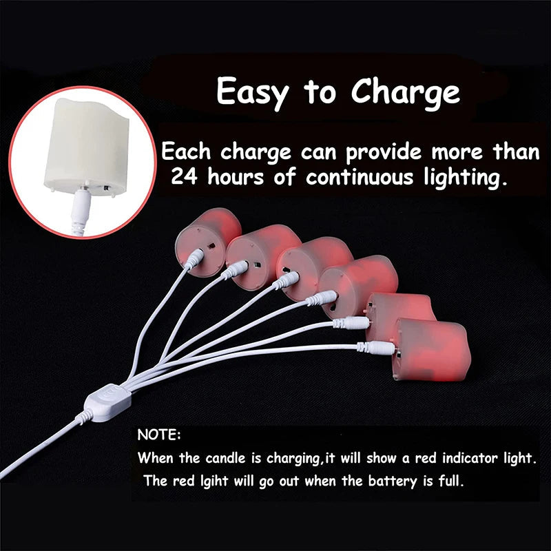 LED Candles With Rechargeable USB  Timer Remote Flickering Flame Warm Tealights Lamp for Home Decorative Candle Wedding Birthday - Slobuy