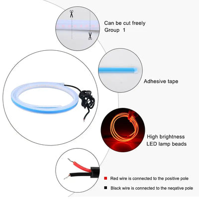 LED Car Hood Atmosphere Lght Strip Waterproof Auto Exterior Decoration Lighting Decorative Headlights Ambient Lamp 12V Universal - Slobuy