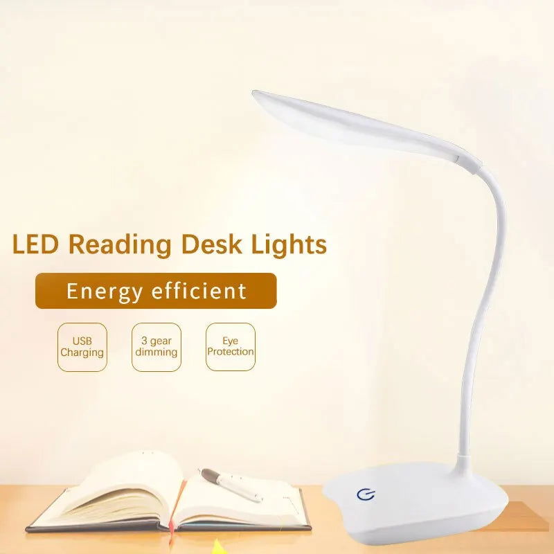 LED Desktop Desk Lamp USB Rechargeable Lighting Eye Protection Room Night Light Bedroom Bedside Student Reading Lamp - Slobuy
