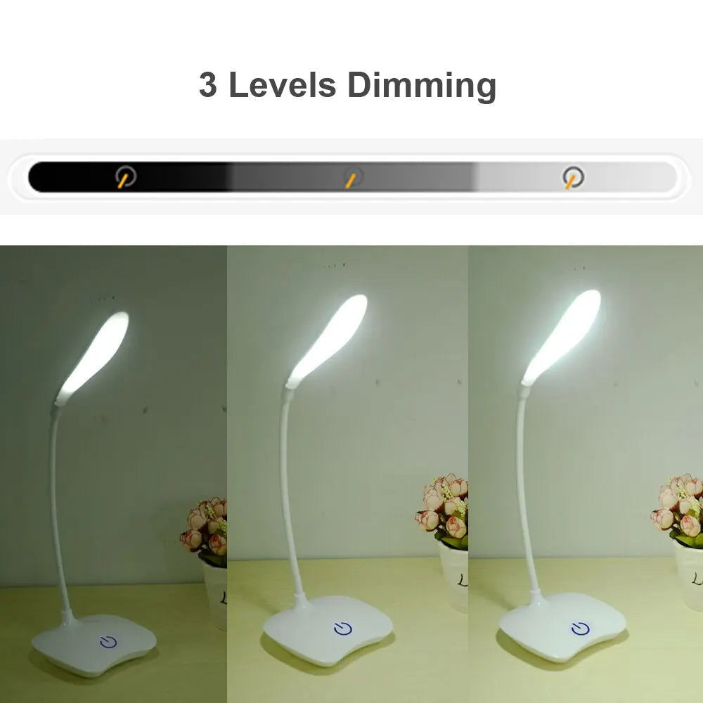 LED Desktop Desk Lamp USB Rechargeable Lighting Eye Protection Room Night Light Bedroom Bedside Student Reading Lamp - Slobuy