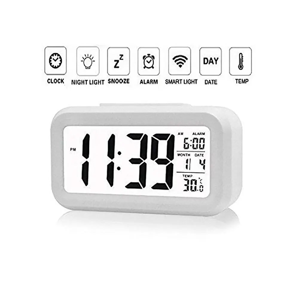 LED Digital Alarm Clock Backlight Snooze Data Time Calendar Desktop Multifunction Electronic Backlight Table Clock - Slobuy