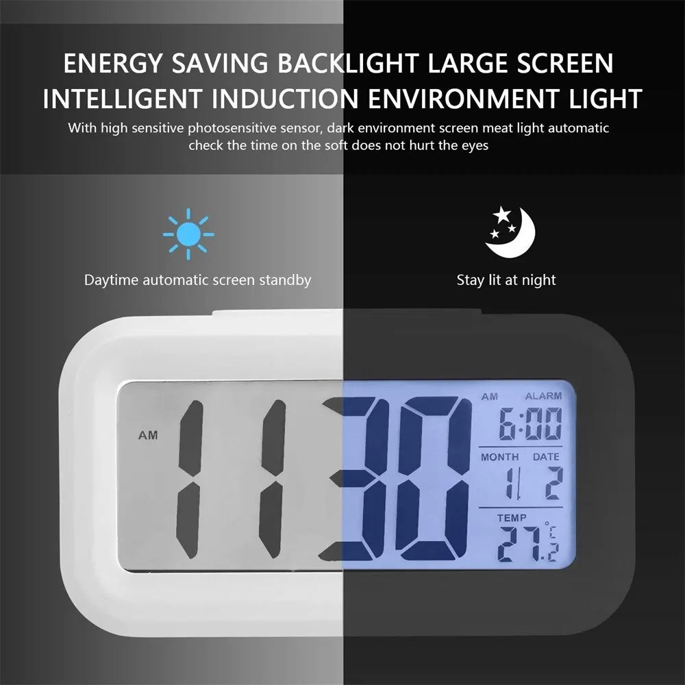 LED Digital Alarm Clock Backlight Snooze Data Time Calendar Desktop Multifunction Electronic Backlight Table Clock - Slobuy