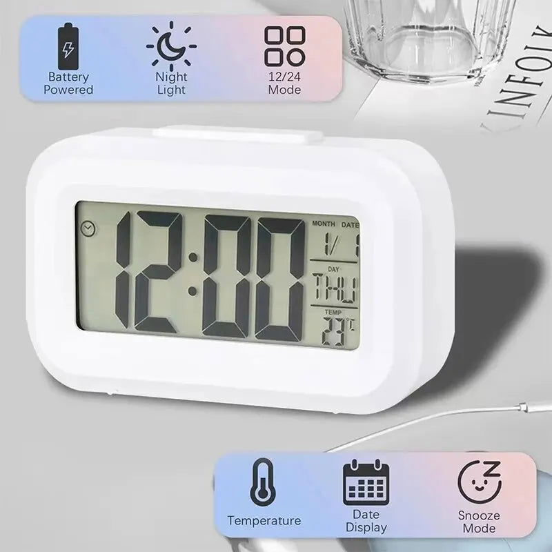 LED Digital Alarm Clock Electronic Digital Alarm Screen Desktop Table Clocks For Home Office Backlight Snooze Calendar Clock - Slobuy