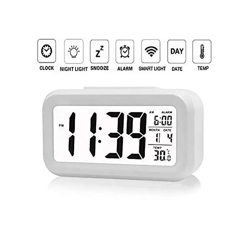 LED Digital Alarm Clock Electronic Digital Alarm Screen Desktop Table Clocks For Home Office Backlight Snooze Calendar Clock - Slobuy