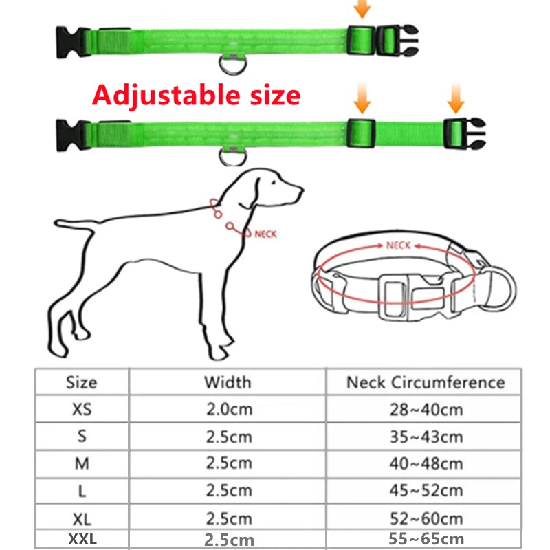 LED Glowing Dog Collar Adjustable Flashing Rechargea Luminous Collar Night Anti-Lost Dog Light HarnessFor Small Dog Pet Products - Slobuy