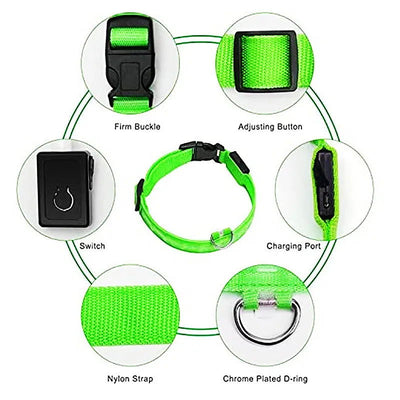 LED Glowing Dog Collar Adjustable Flashing Rechargea Luminous Collar Night Anti-Lost Dog Light HarnessFor Small Dog Pet Products - Slobuy