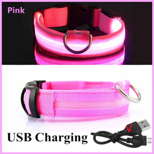 LED Glowing Dog Collar Adjustable Flashing Rechargea Luminous Collar Night Anti-Lost Dog Light HarnessFor Small Dog Pet Products - Slobuy